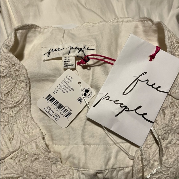 NWT Free People Embroidered Lace Paneled Maxi Skirt in Ecru White - Picture 12 of 13